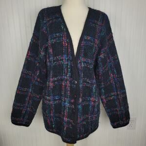 Vintage Plaid Multi Colored cardigan Size Medium